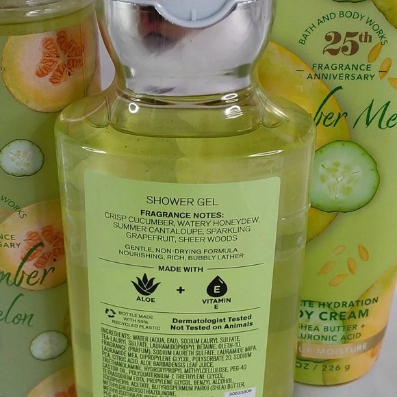 BATH & BODY WORKS 'CUCUMBER MELON' 3-PIECE BODY CARE SET MIST, WASH, LOTION, - Picture 8 of 15